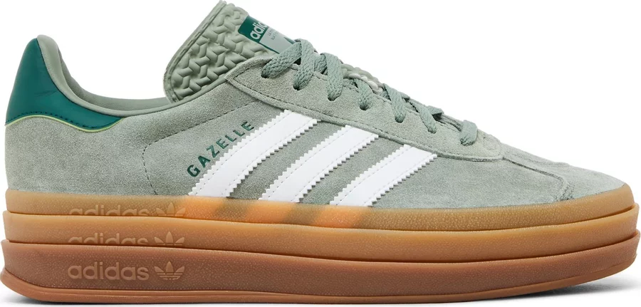 Adidas Gazelle Bold Silver Green Gum (Womens)