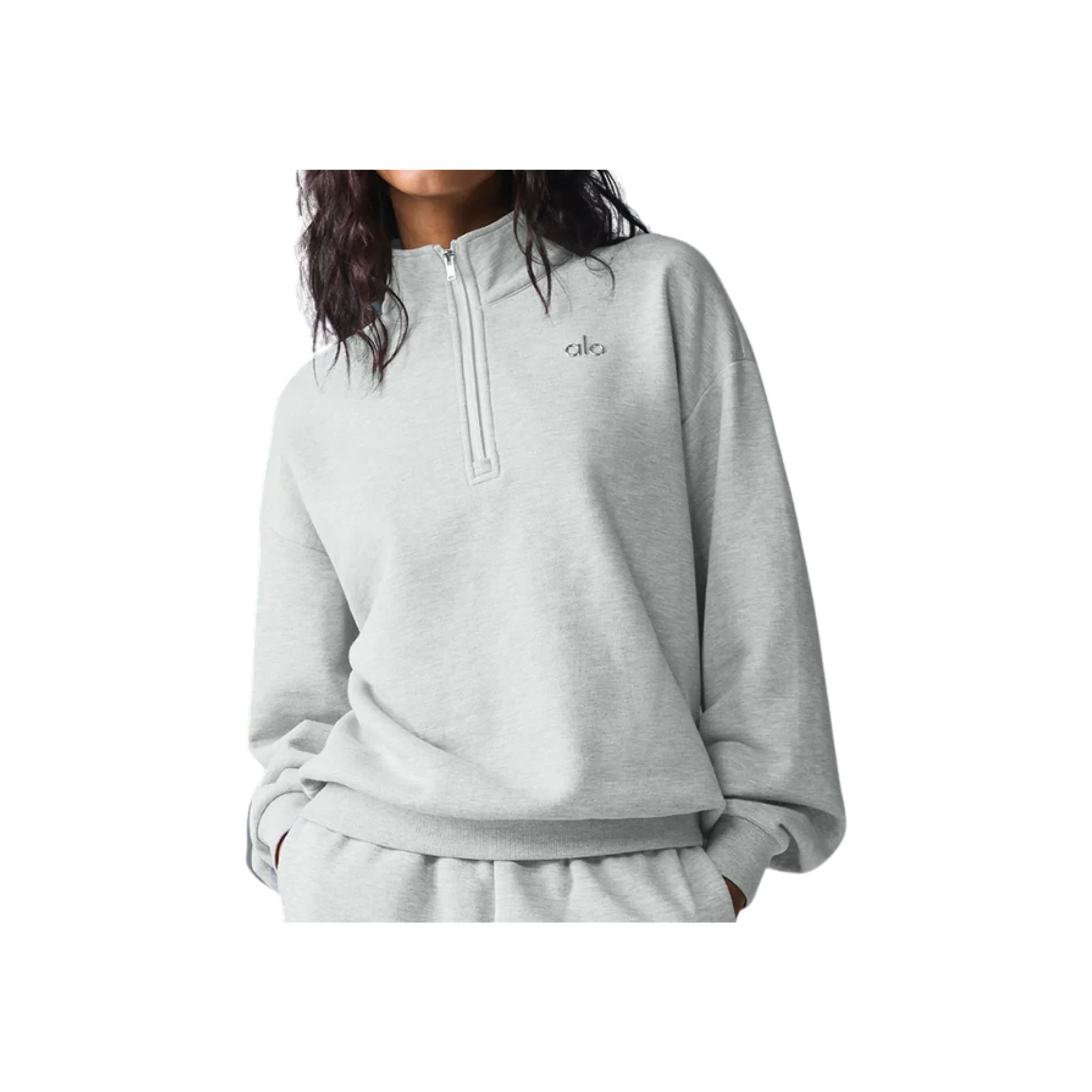 Alo Yoga Accolade 1/4 Zip Pullover Athletic Heather Grey