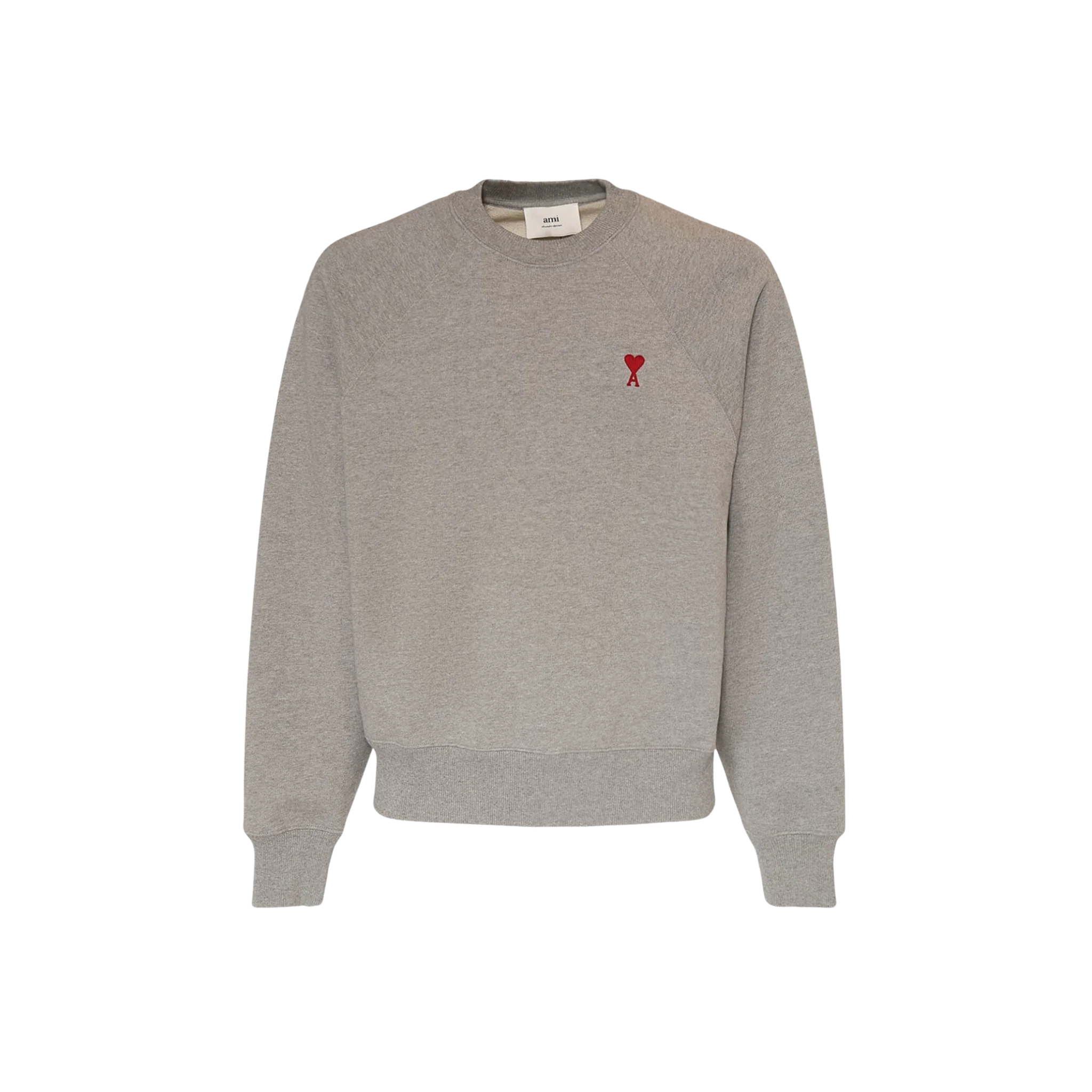 AMI Paris Logo Cotton Crewneck Sweatshirt Grey