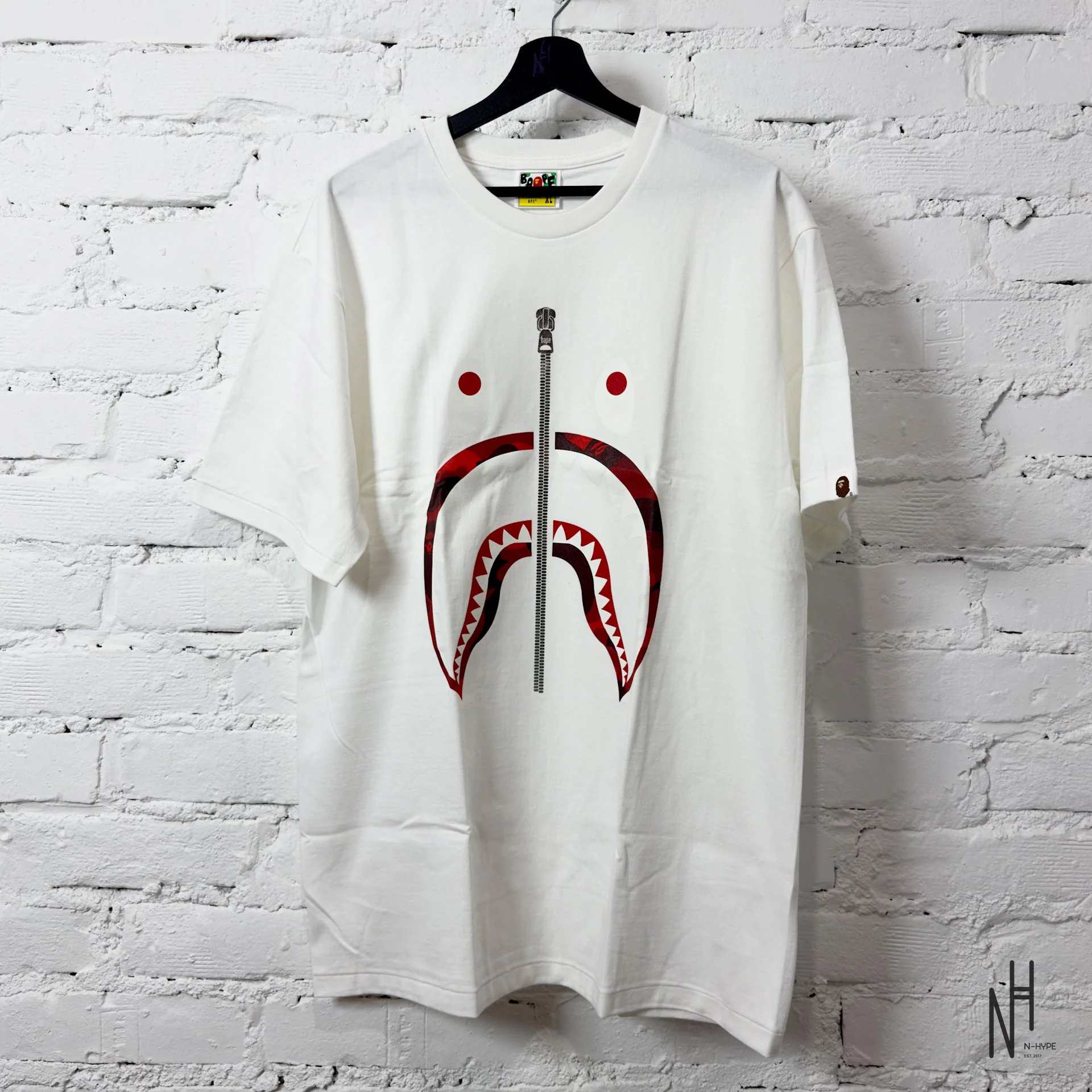 BAPE Color Camo Silver Zip Shark Tee (SS23) White Red