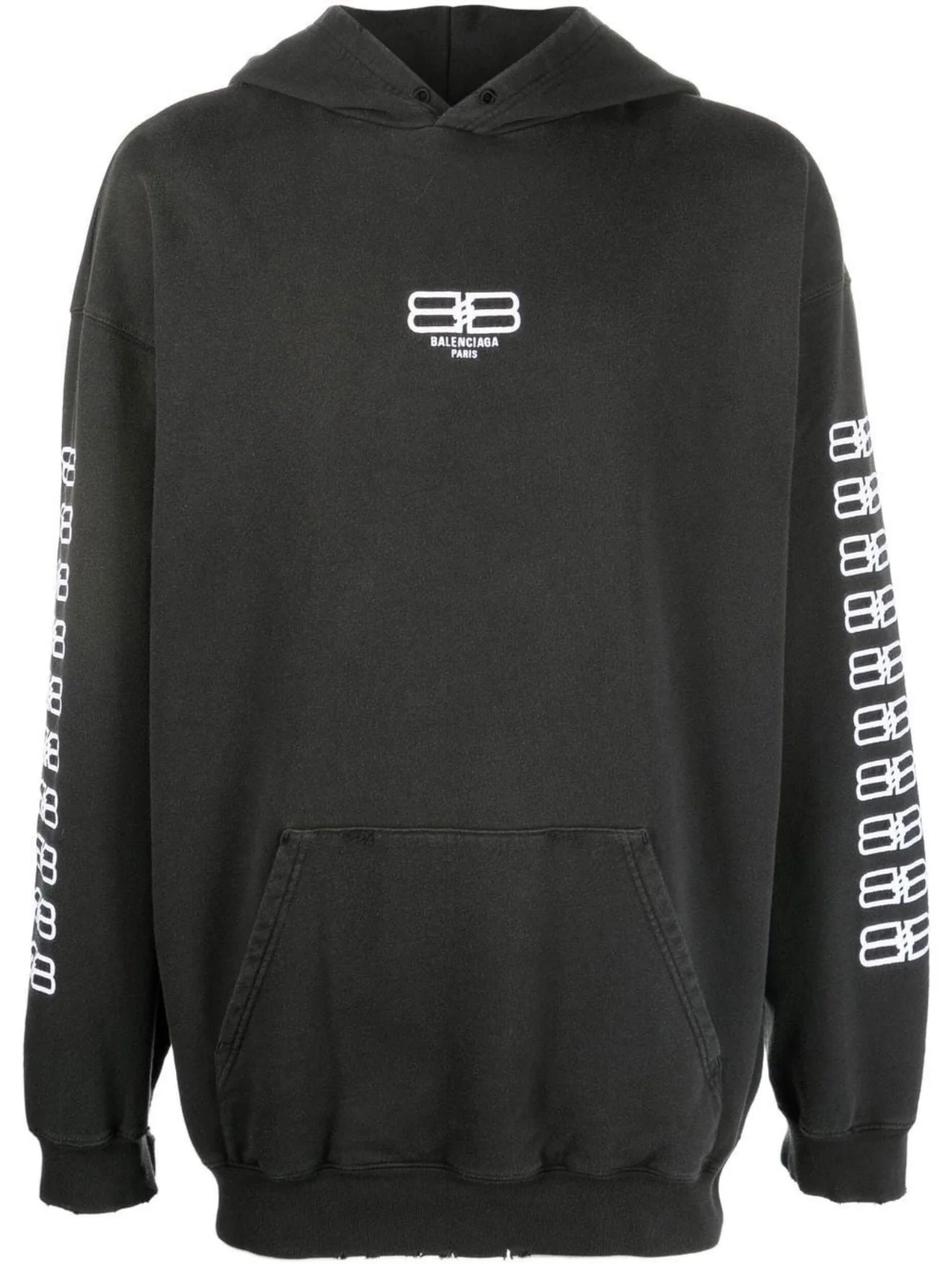 Balenciaga BB Embroidered Distressed Hoodie