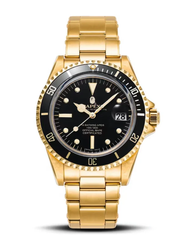 BAPE A Bathing Ape Type 1 Bapex Watch Gold Black