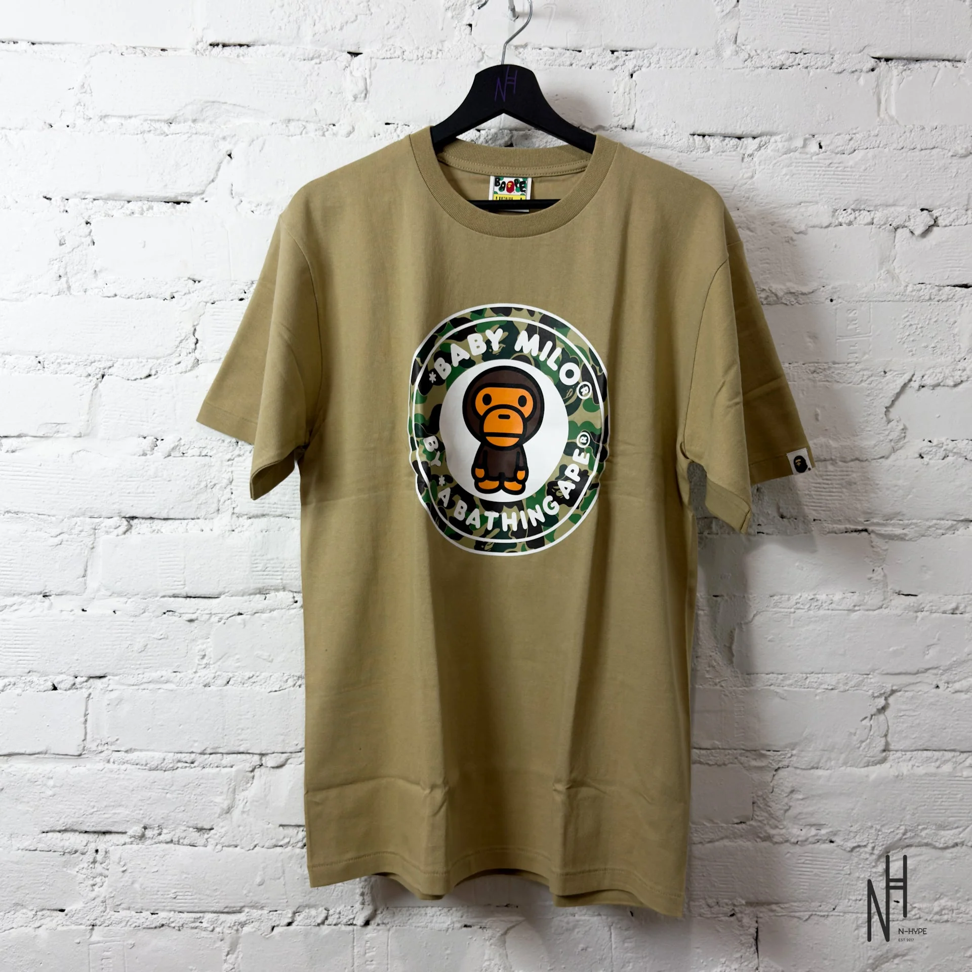 BAPE ABC Camo Milo Busy Works Tee Beige Green