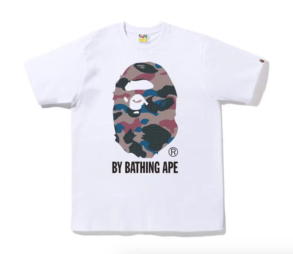 BAPE Grid Camo By Bathing Ape Tee White Purple