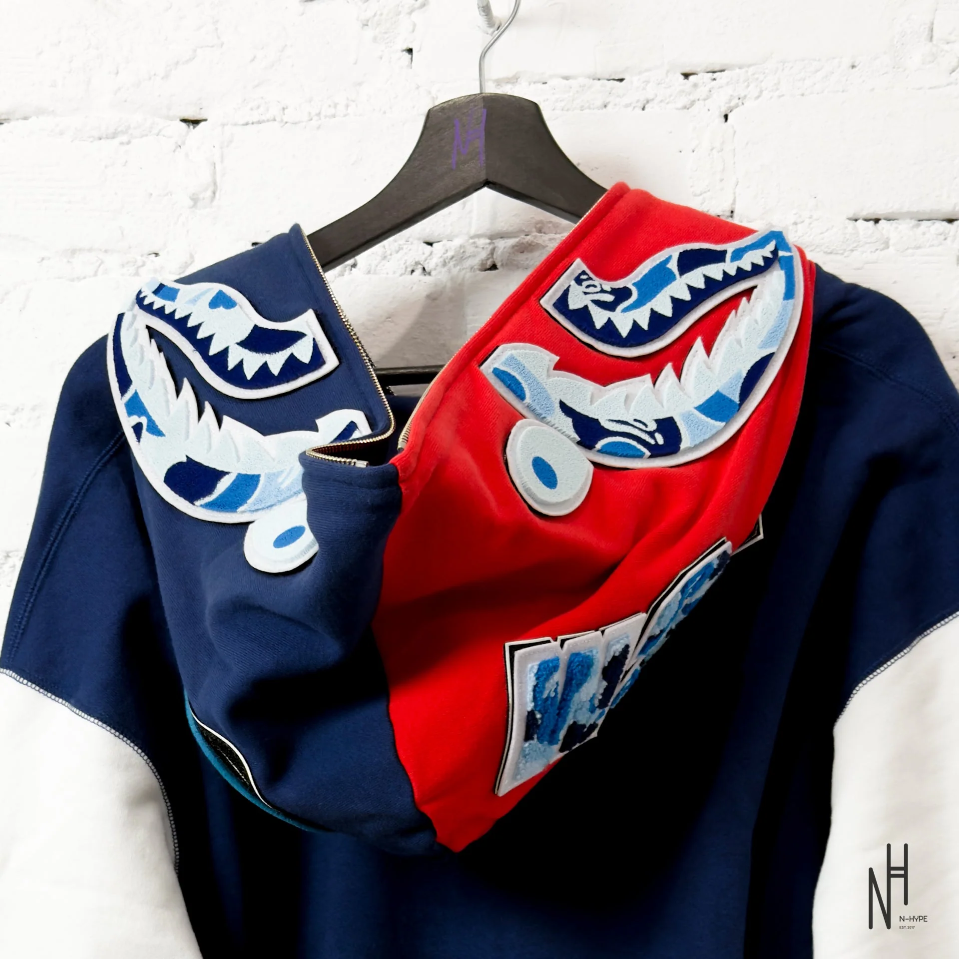 BAPE Shark Full Zip UK Hoodie Red - Image 7