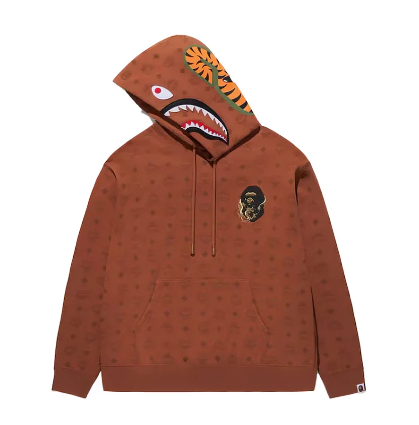 BAPE x MCM Shark Pullover Hoodie Brown