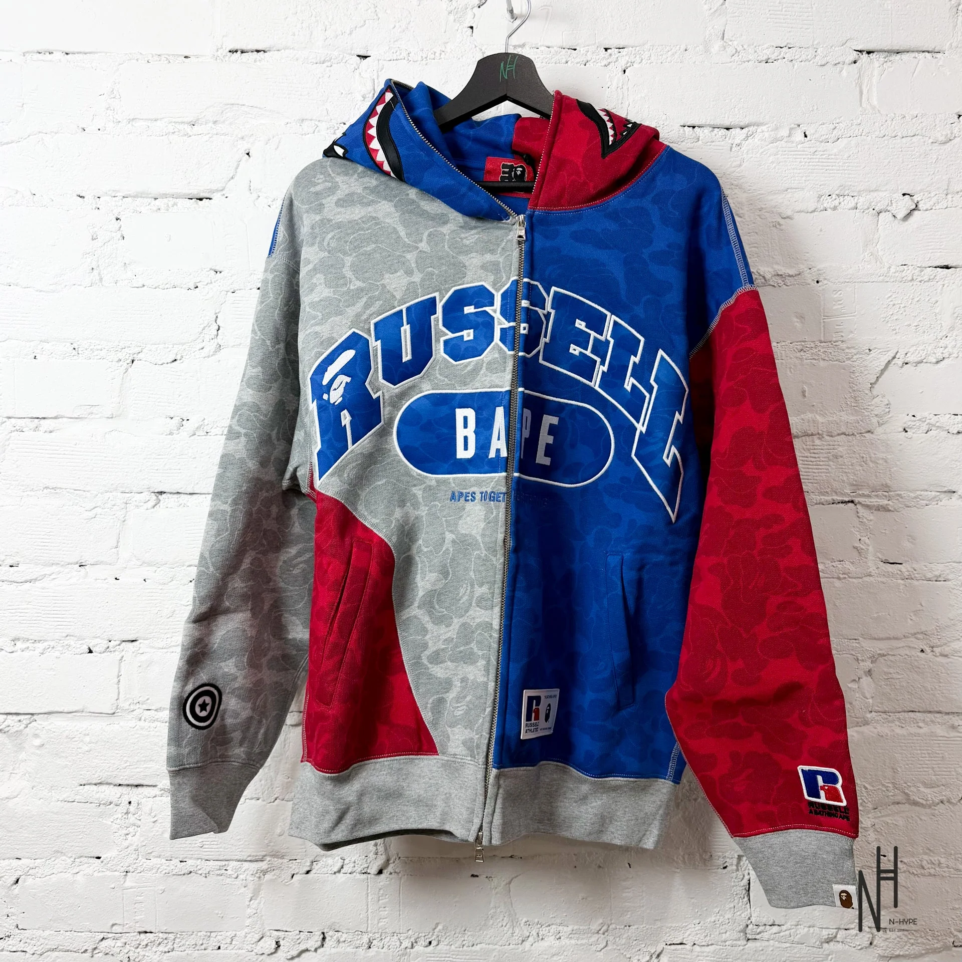 BAPE X RUSSELL Shark Full Zip Hoodie Multicolor