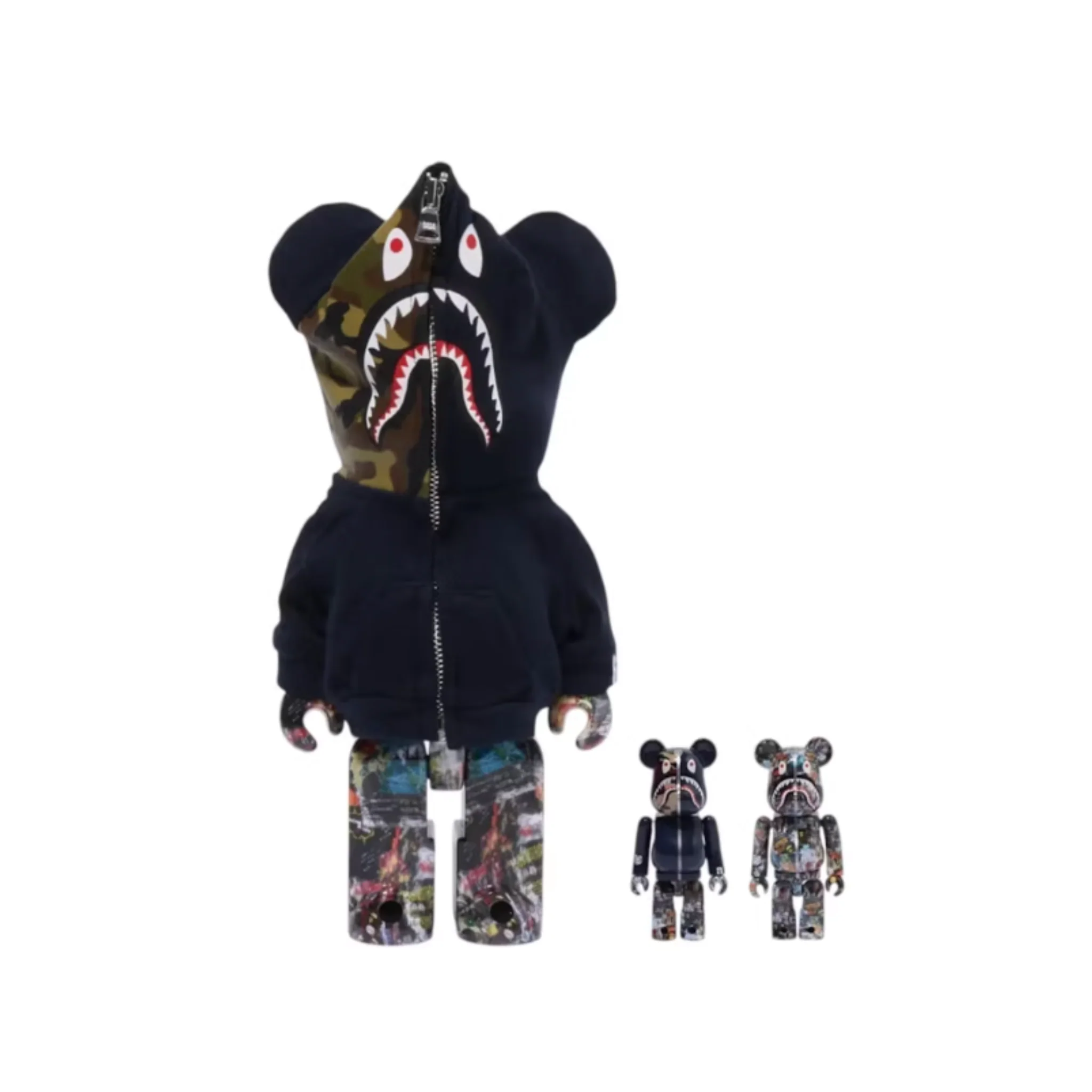 Bearbrick Bape Legacy Camo Shark 100% & 400% Set Navy