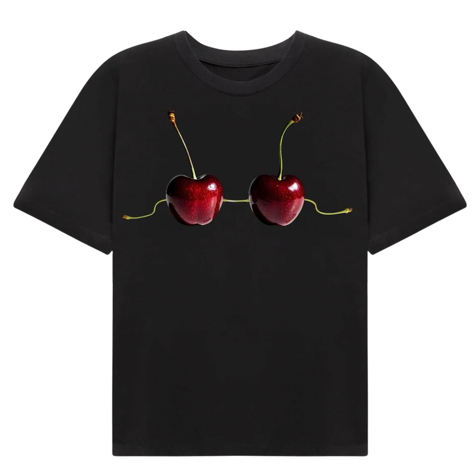 Cafe Societe Cropped T-shirt Cherry's Black