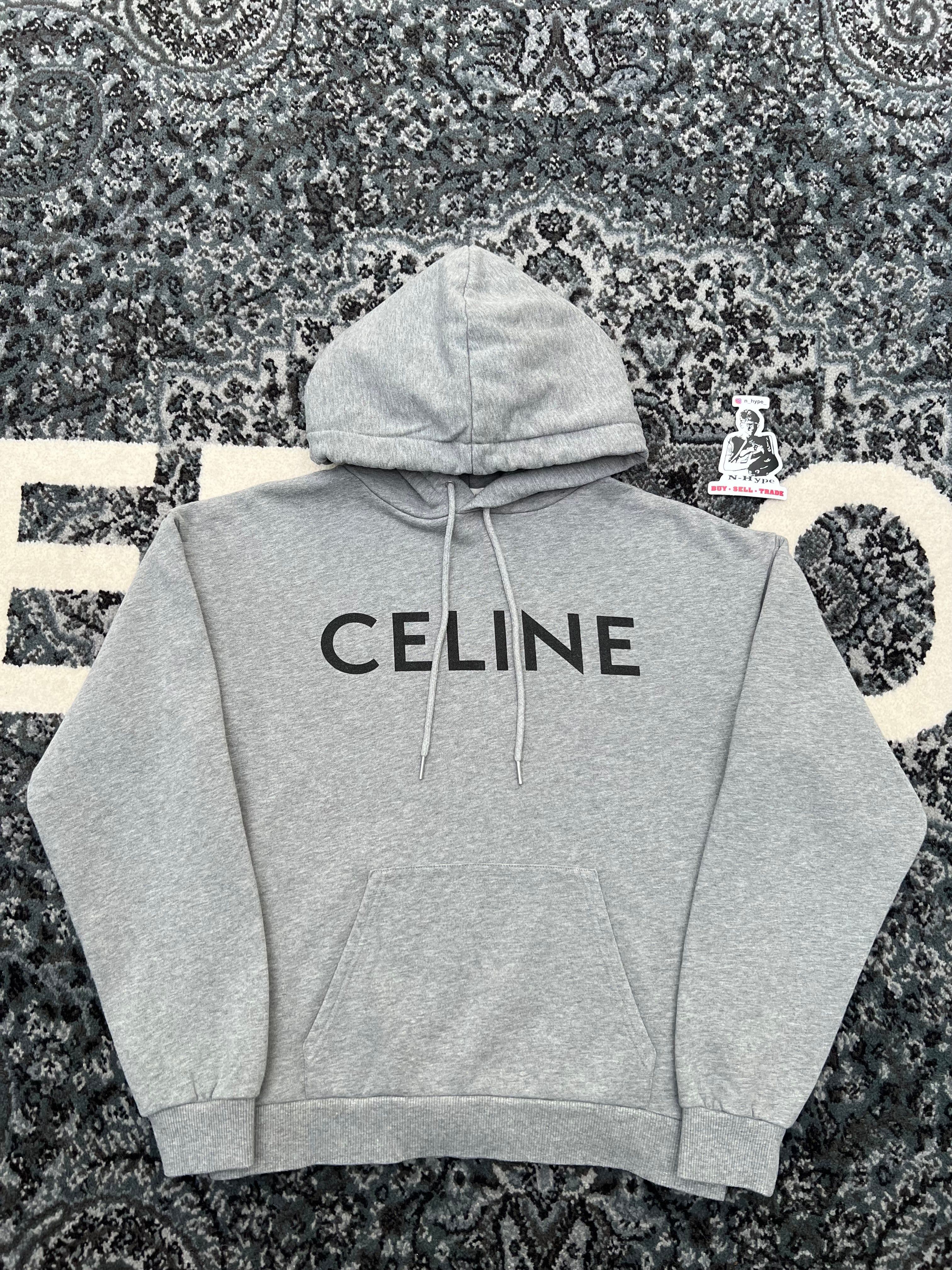 Celine Loose Hoodie Cotton Fleece Grey Black