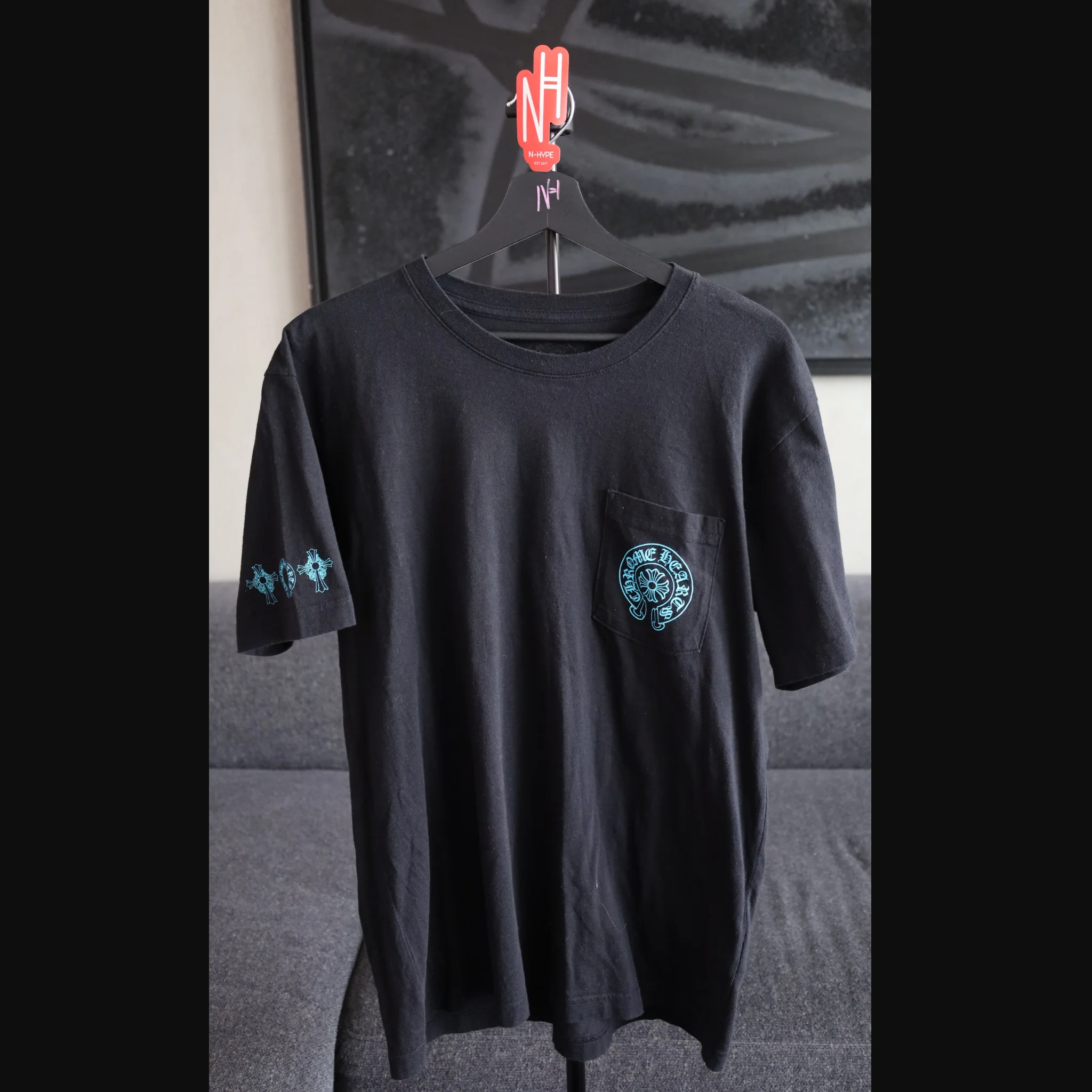 Chrome Hearts Black Blue Logo Tee