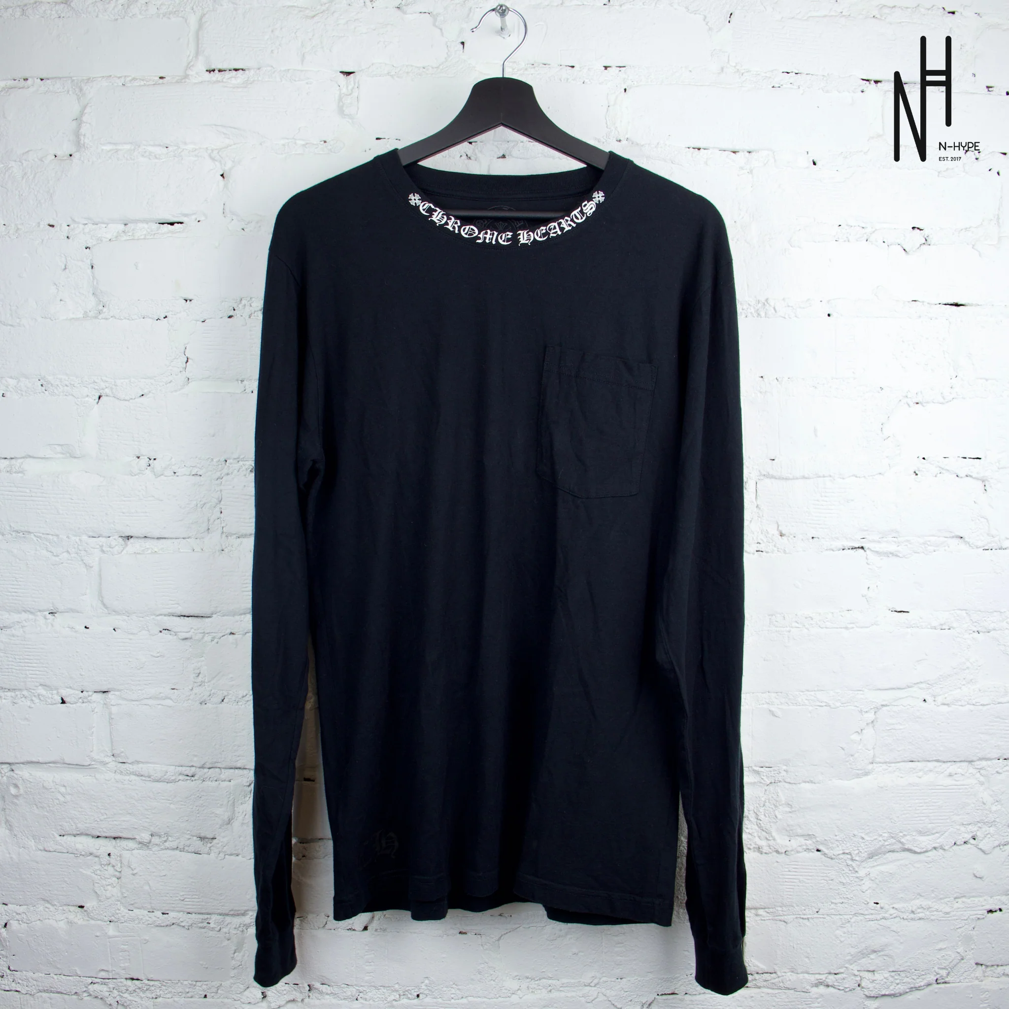 Chrome Hearts Black/White Neck Letters Longsleeve Tshirt