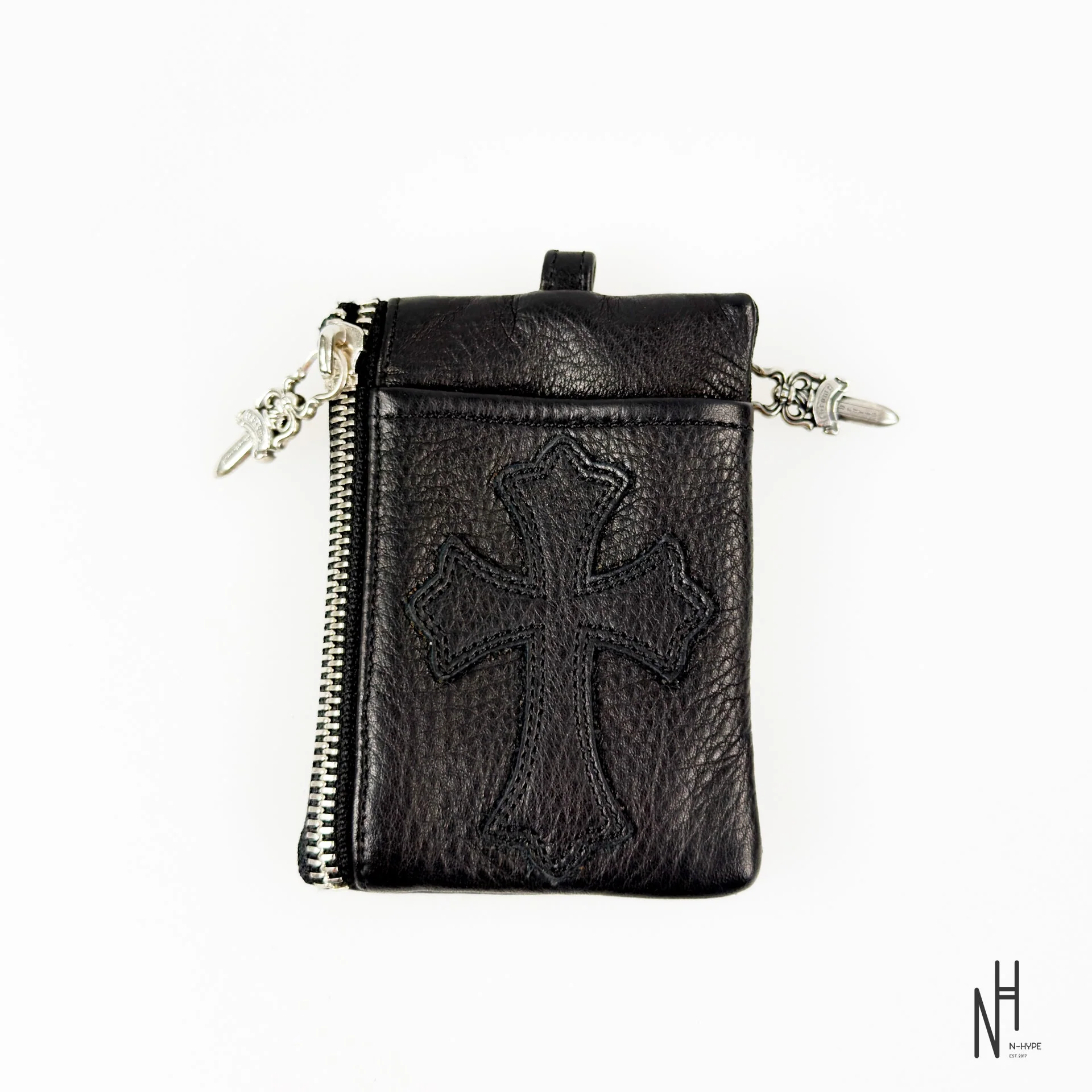 Chrome Hearts Double Zip Dagger Leather Wallet Black