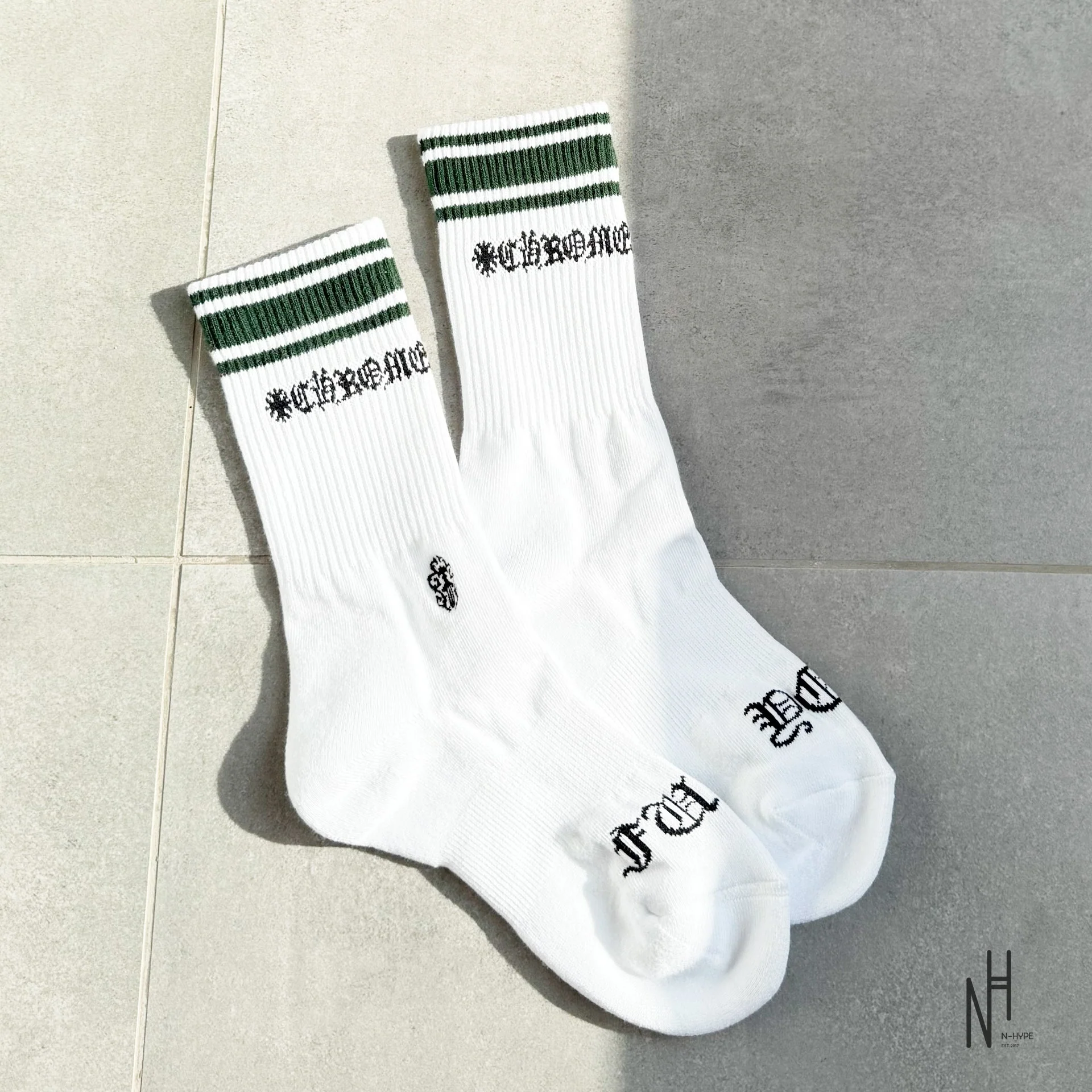 Chrome Hearts Miami Socks / White/Green