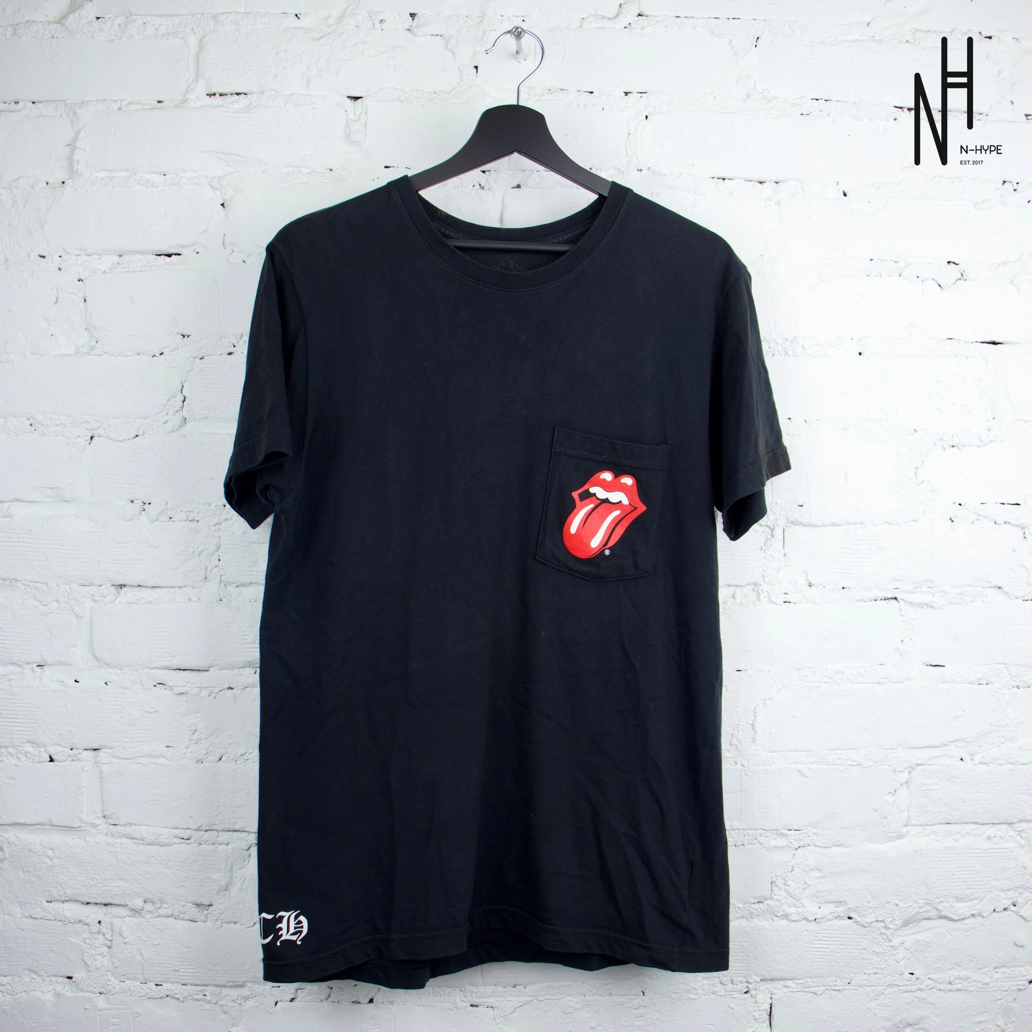 Chrome Hearts Rolling Stones Red Horseshoe Black Tshirt