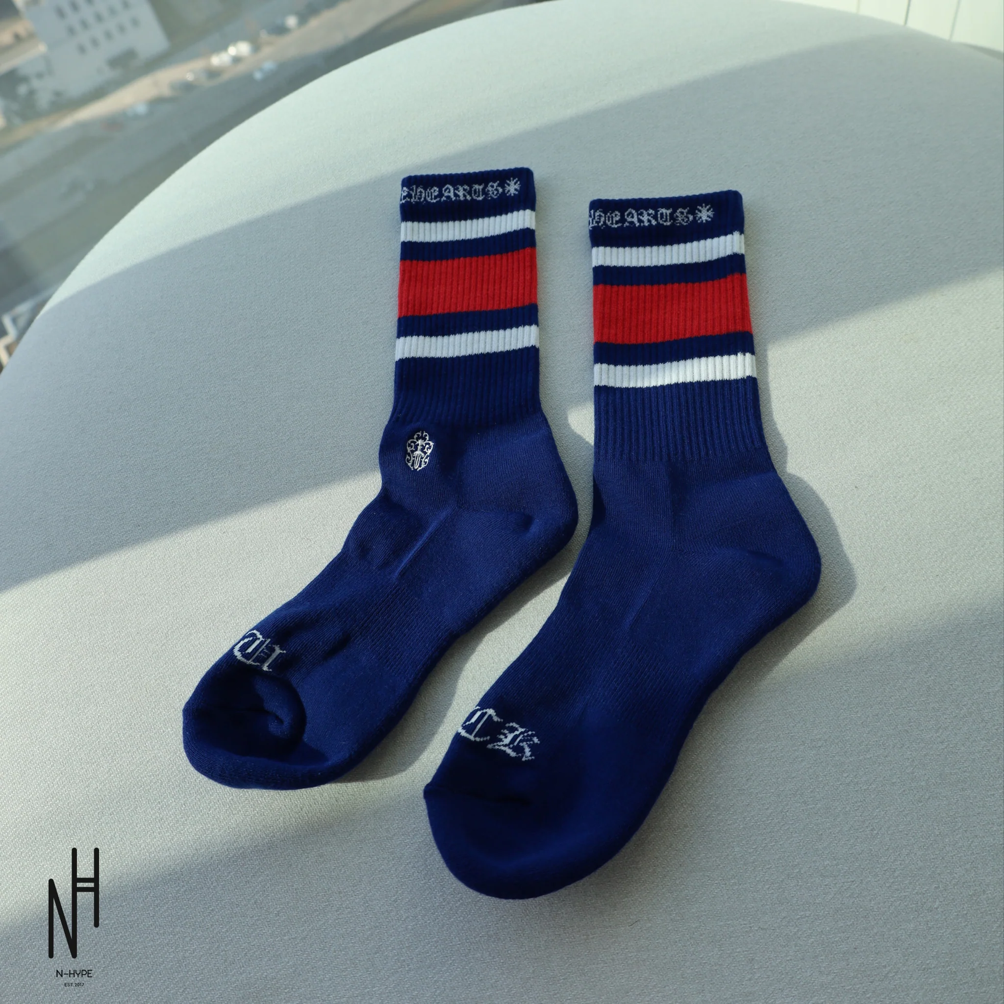 Chrome Hearts Stripe Socks Red/White/Navy