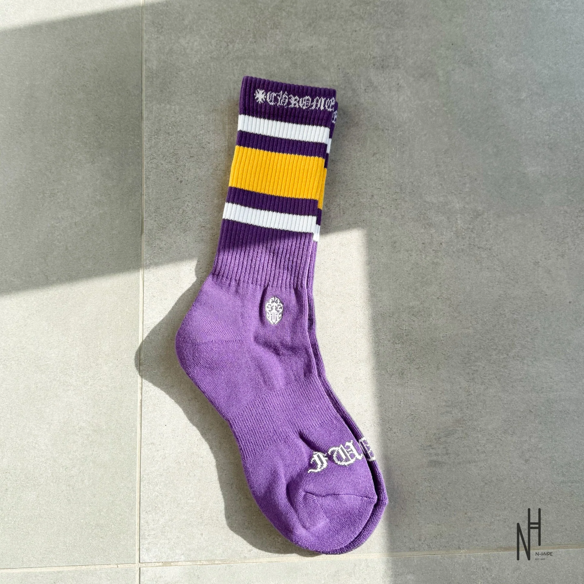 Chrome Hearts Stripe Socks Yellow/White/Violet