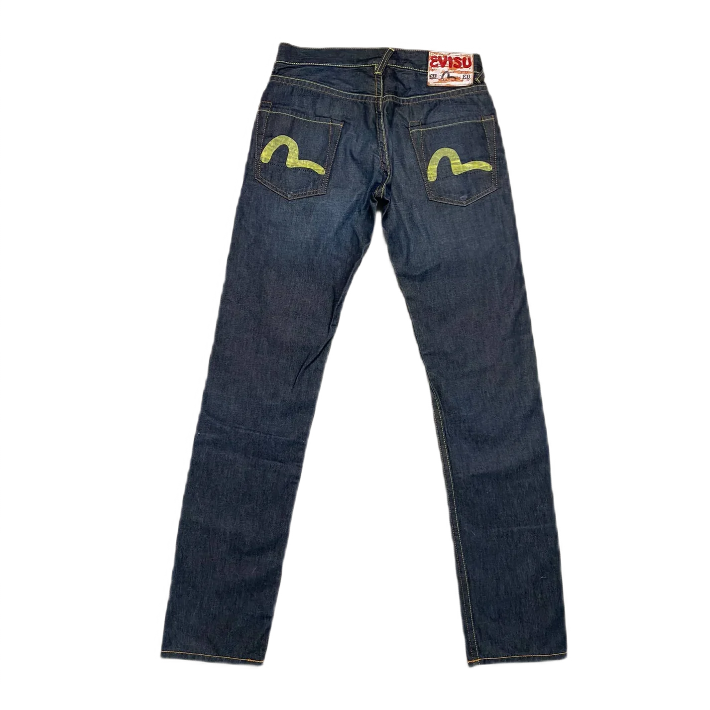 Evisu Jeans EU ED Vintage Navy Raw Denim Yellow Seagulls