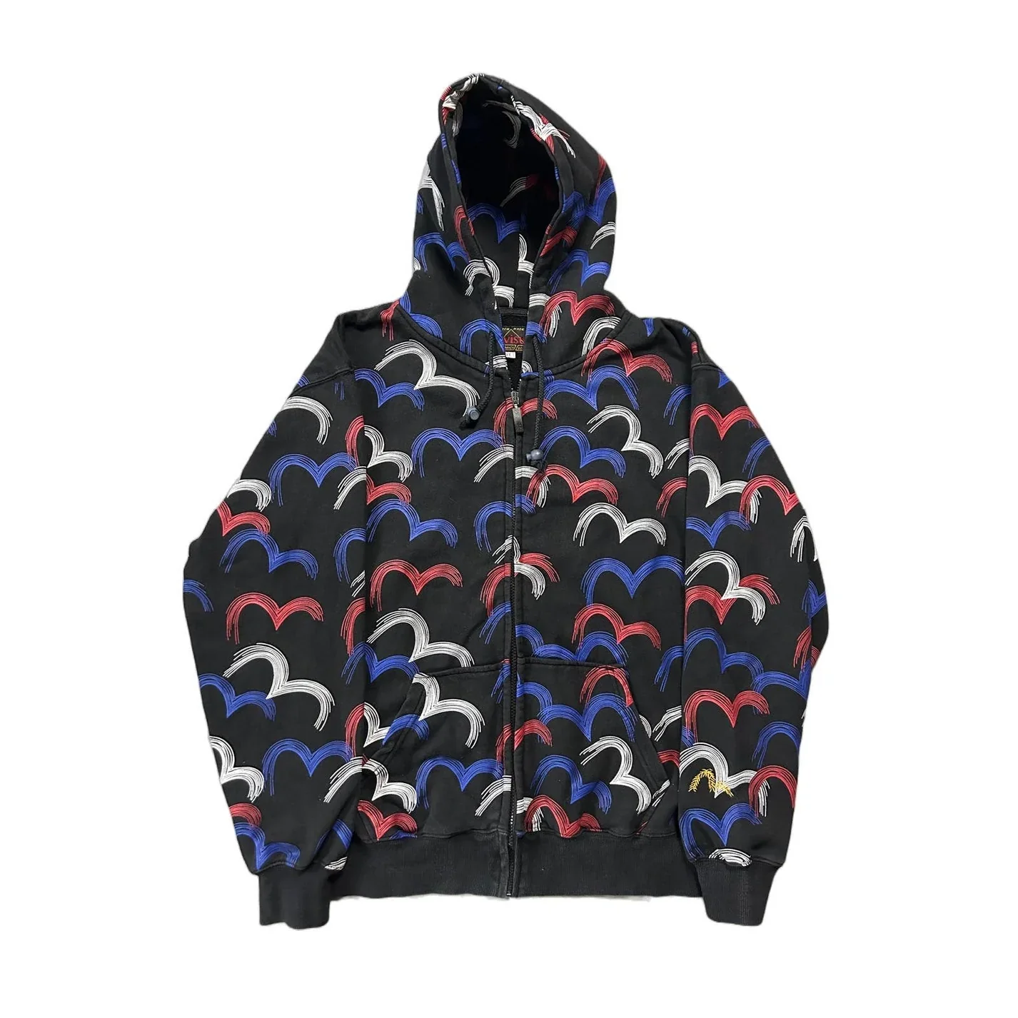 Evisu Zip Hoodie Big Logo Black Multi Logo Seagulls