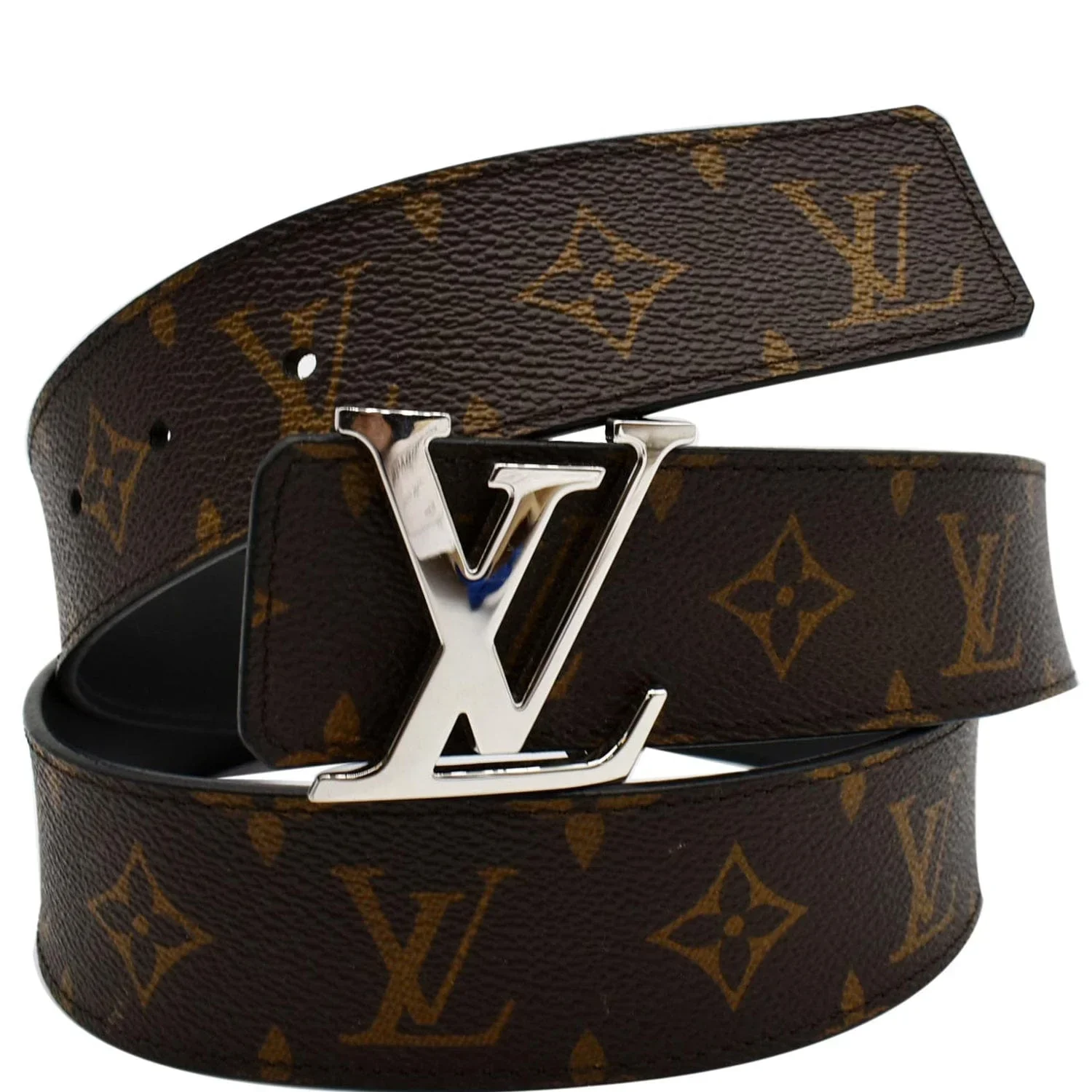 Louis Vuitton Initiales Monogram Silver Buckle Belt