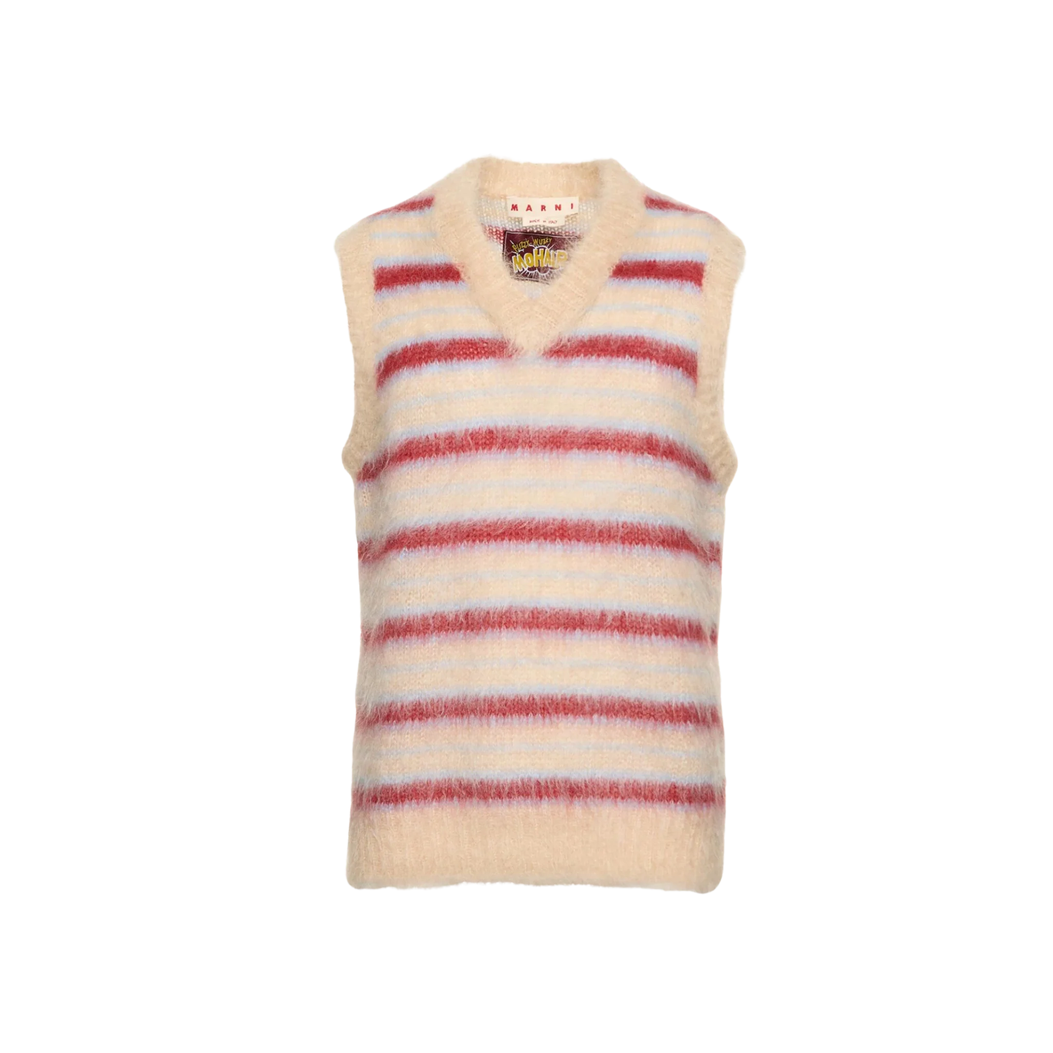 Marni Striped Mohair Blend Knit V-neck Vest