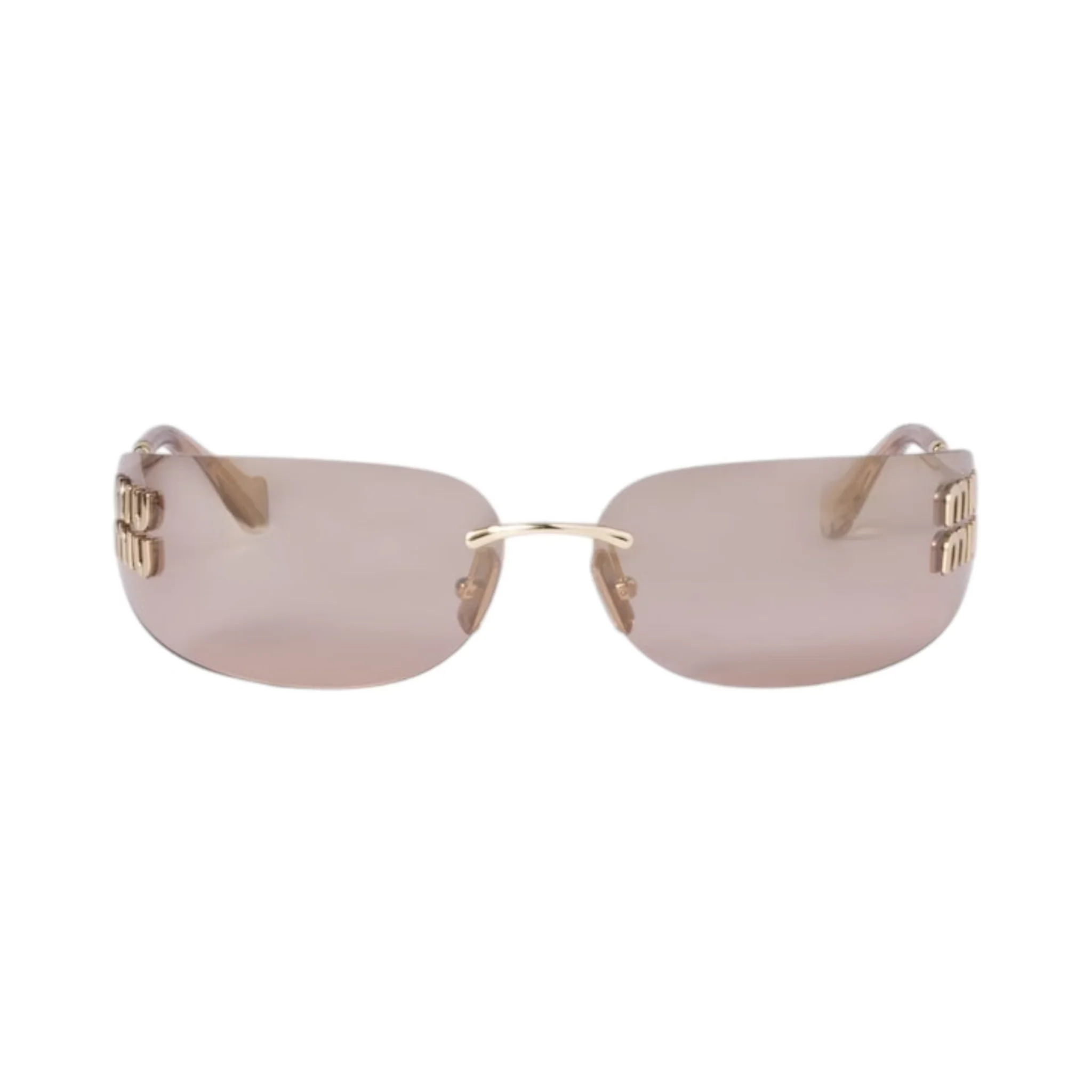 Miu Miu Irregular Sunglasses Gold Light Purple Brown