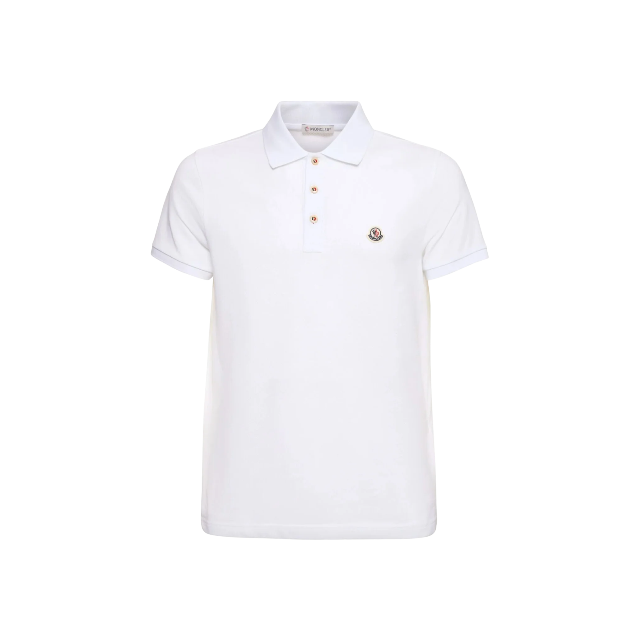 Moncler Logo Cotton Polo Shirt White