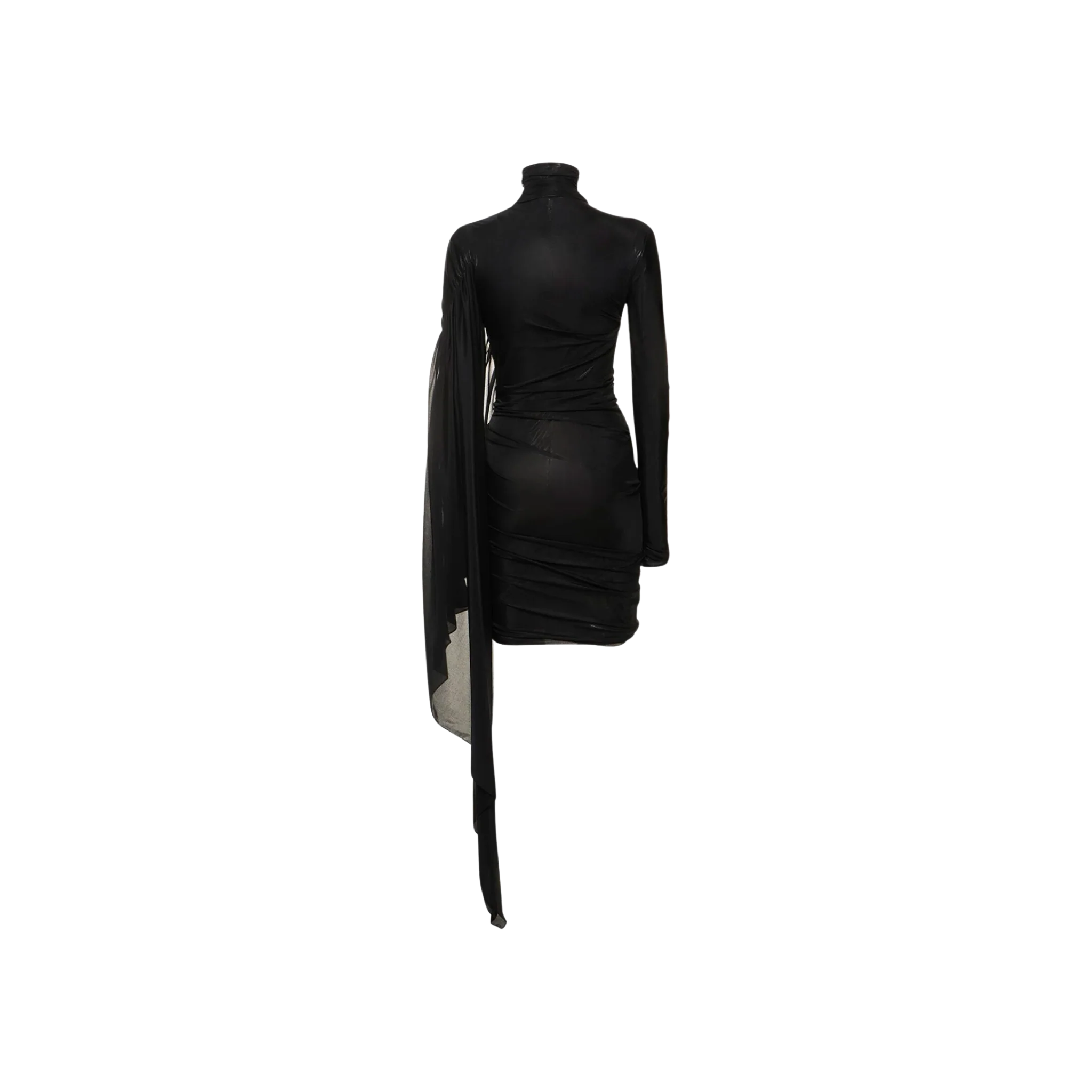 MUGLER Draped Tulle & Jersey Midi Dress - Image 2
