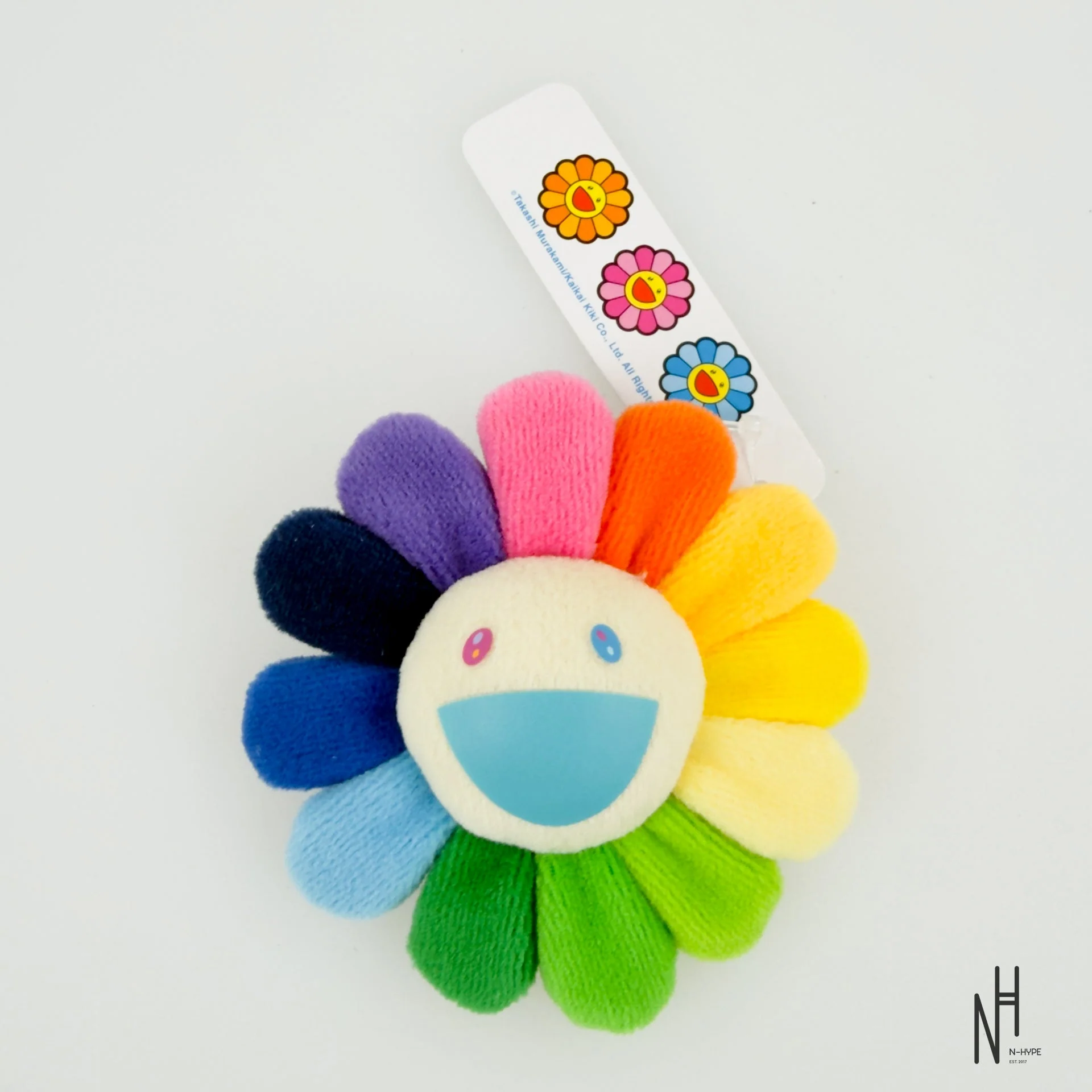Takashi Murakami - Plush Flower Pin Keychain - Rainbow & White
