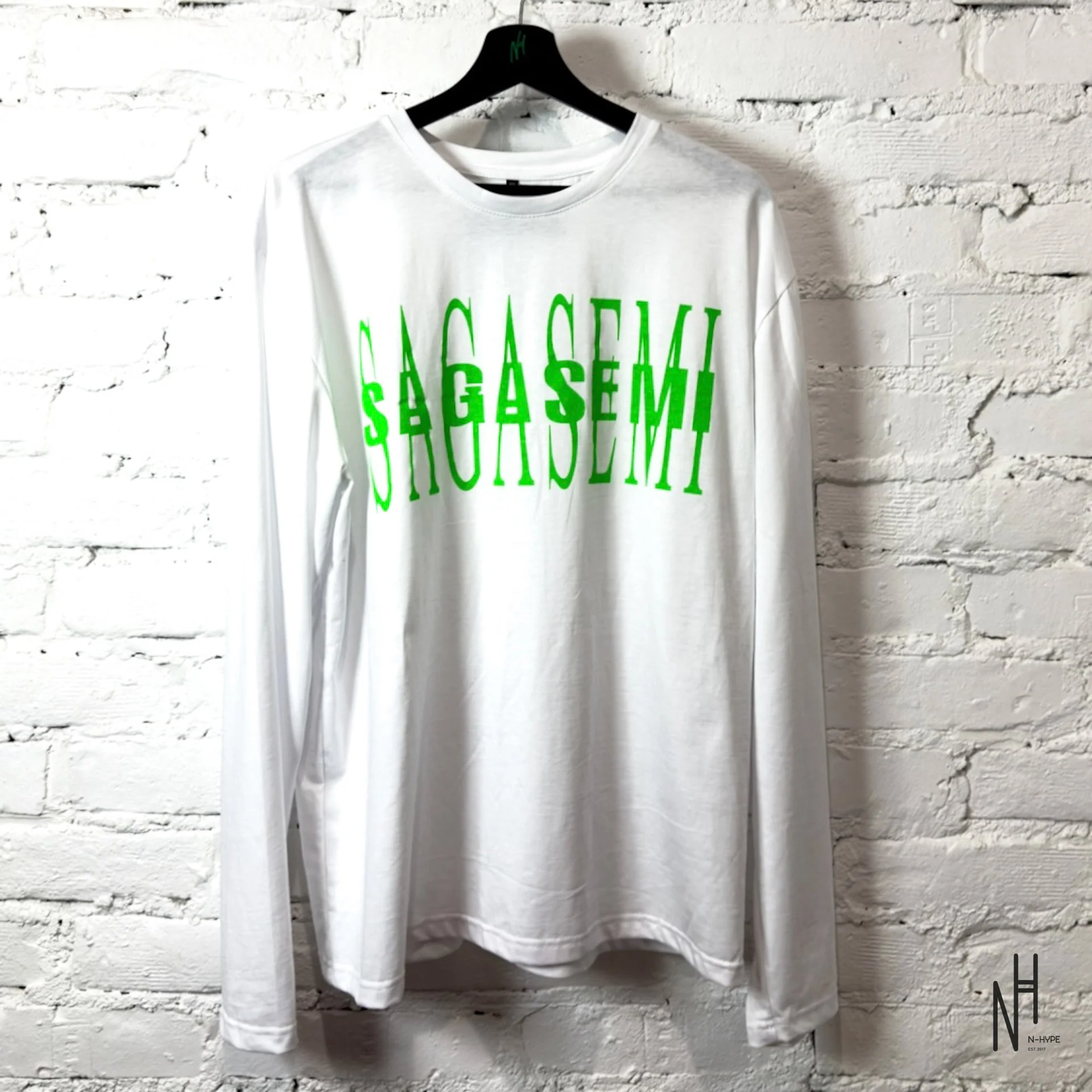 Saga Semi White/Green Logo Longsleeve