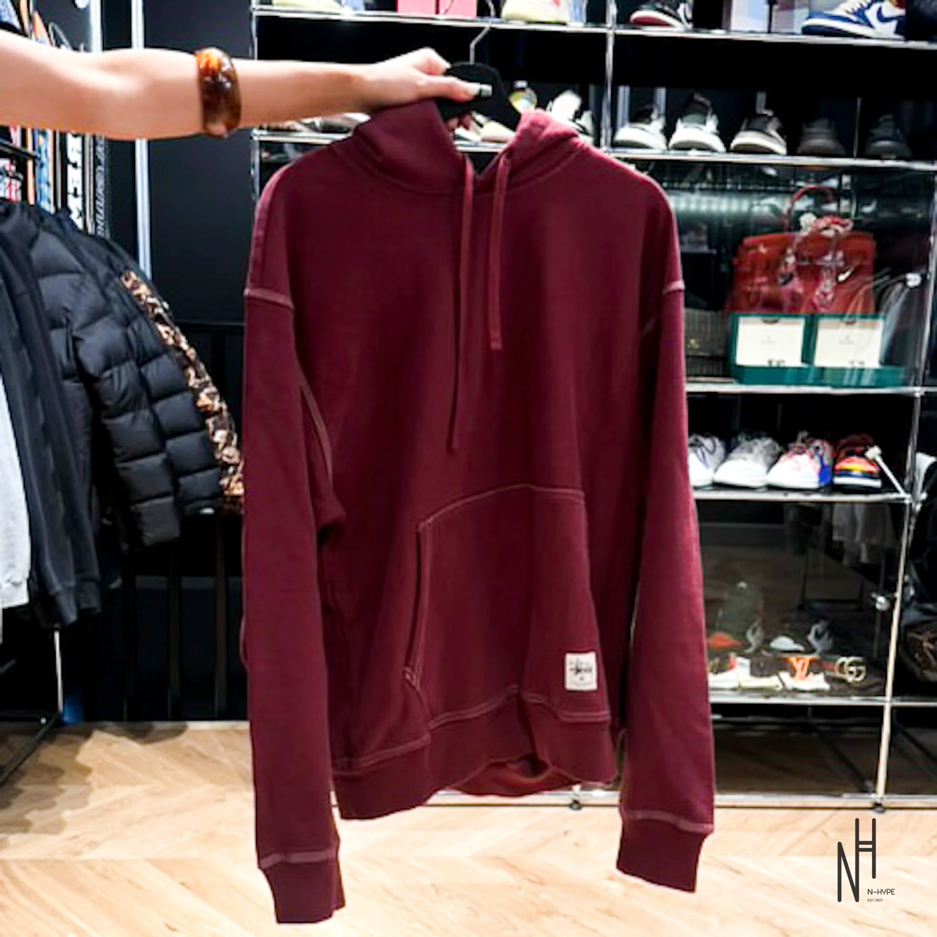 Stussy Contrast Stitch Label Hoodie Berry