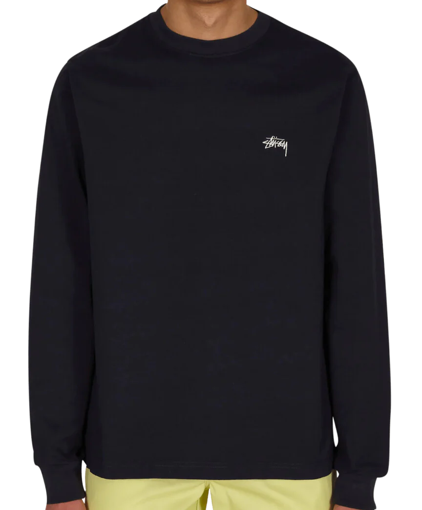 STUSSY Stock Logo LS Crew Navy