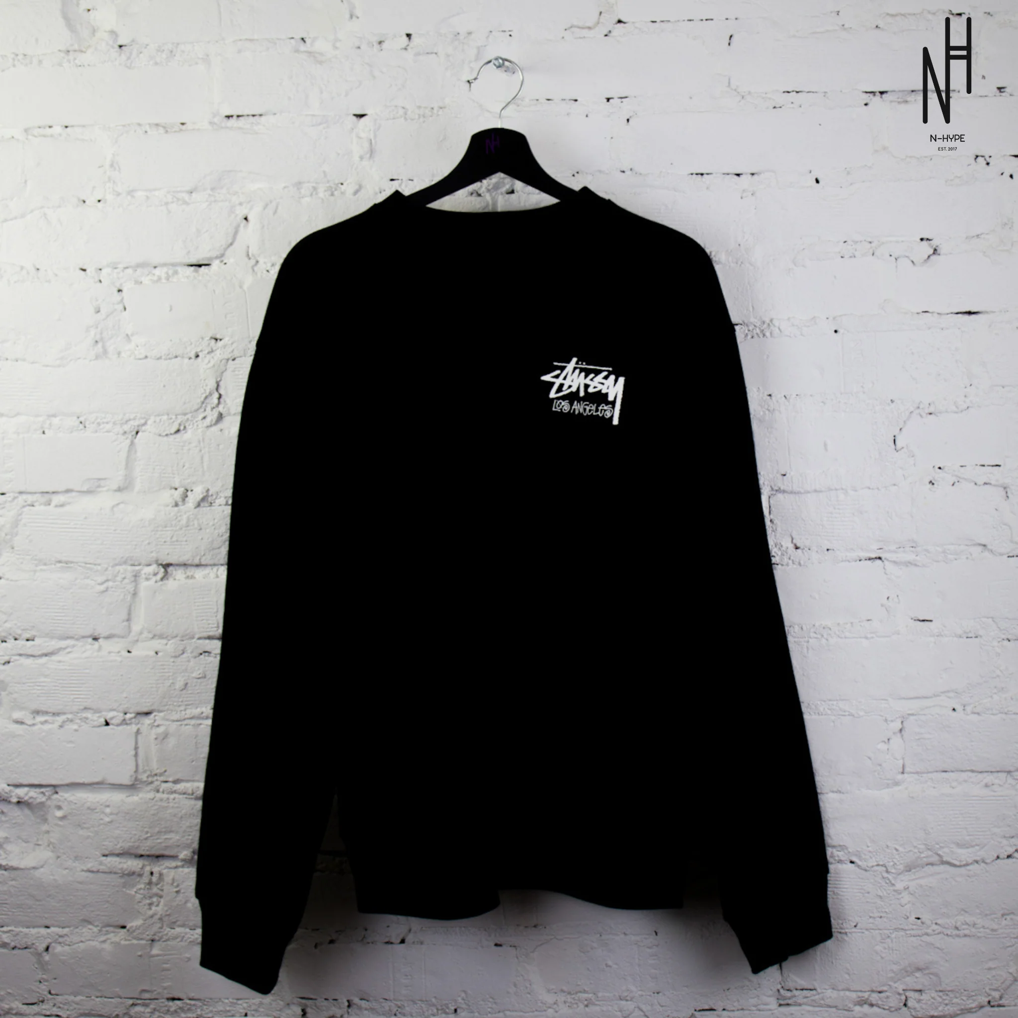 Stussy Stock Los Angeles Crew Black