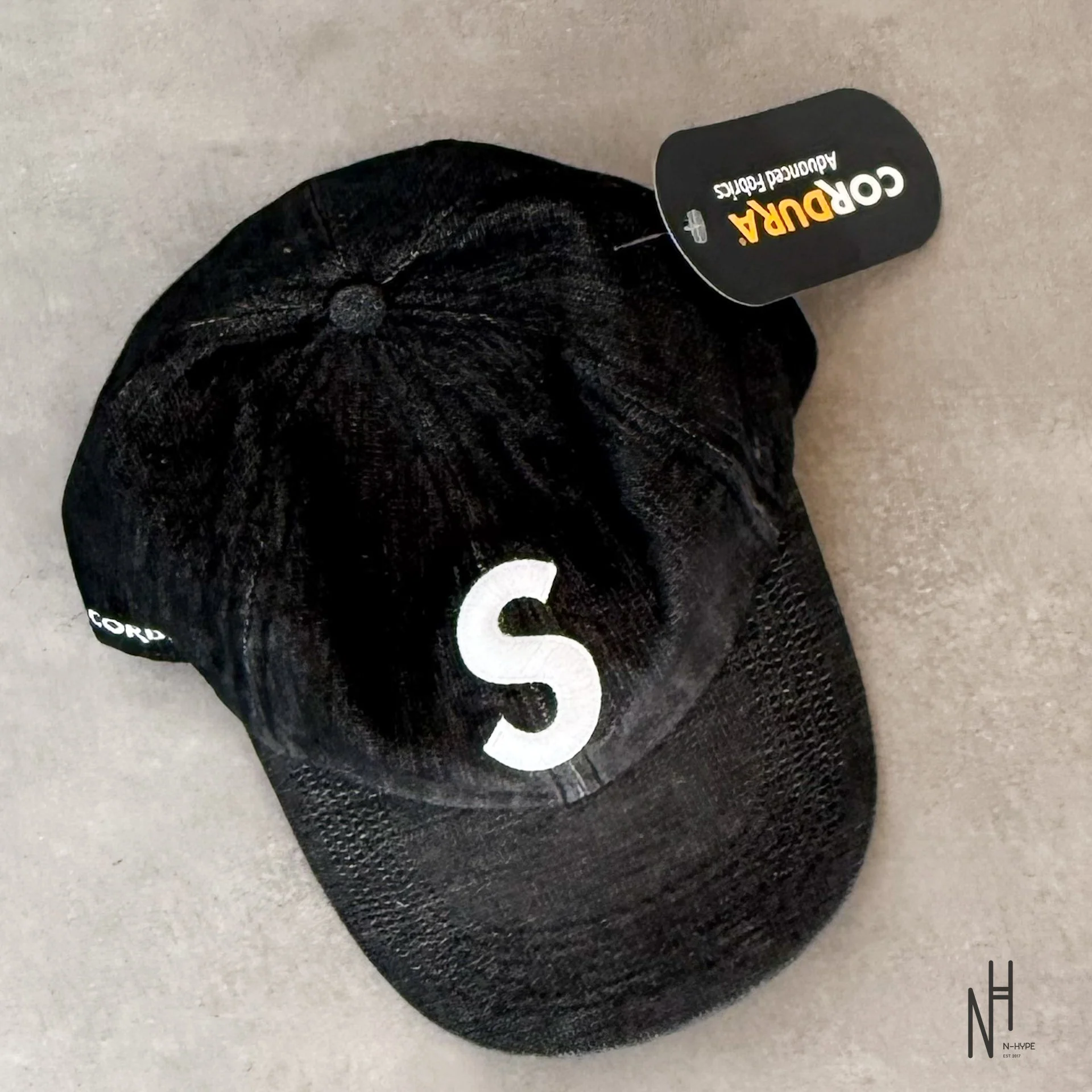 Supreme Cordura Denim S Logo 6-Panel Black - Image 2