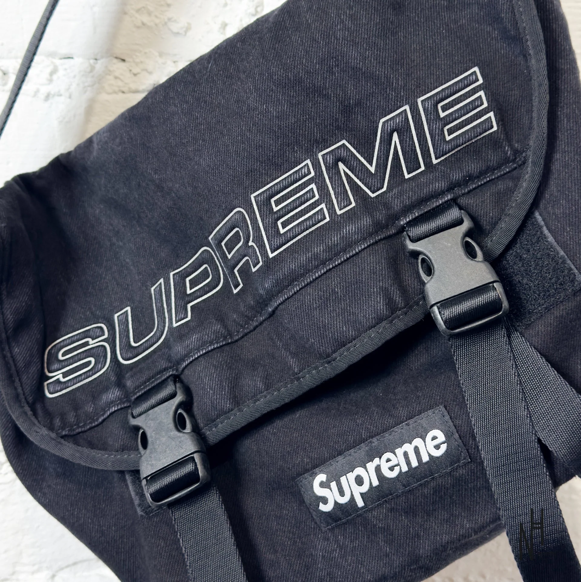 Supreme Denim Messenger Bag Black - Image 2