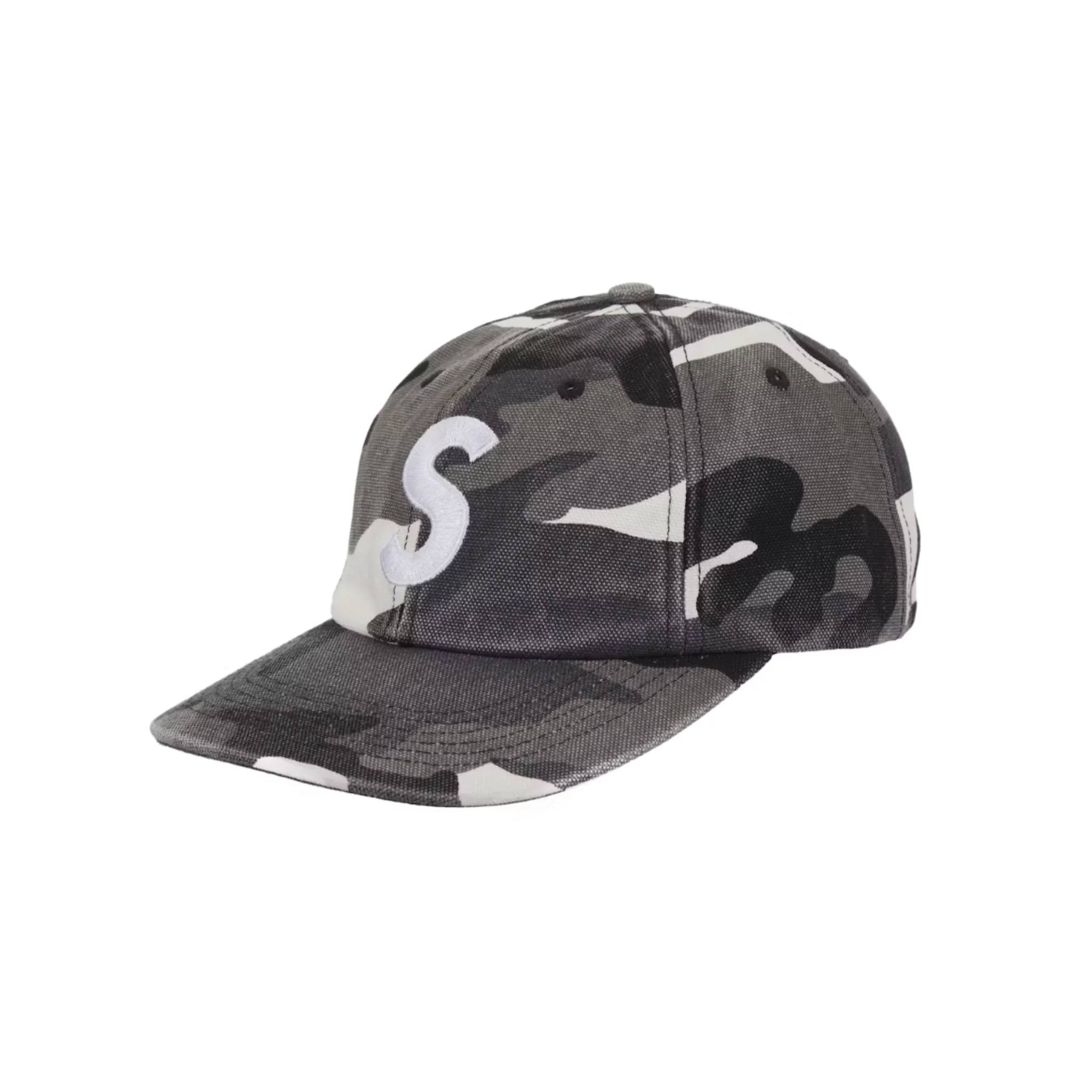Supreme Pigment Coated Canvas S Logo 6-Panel Snow Camo
