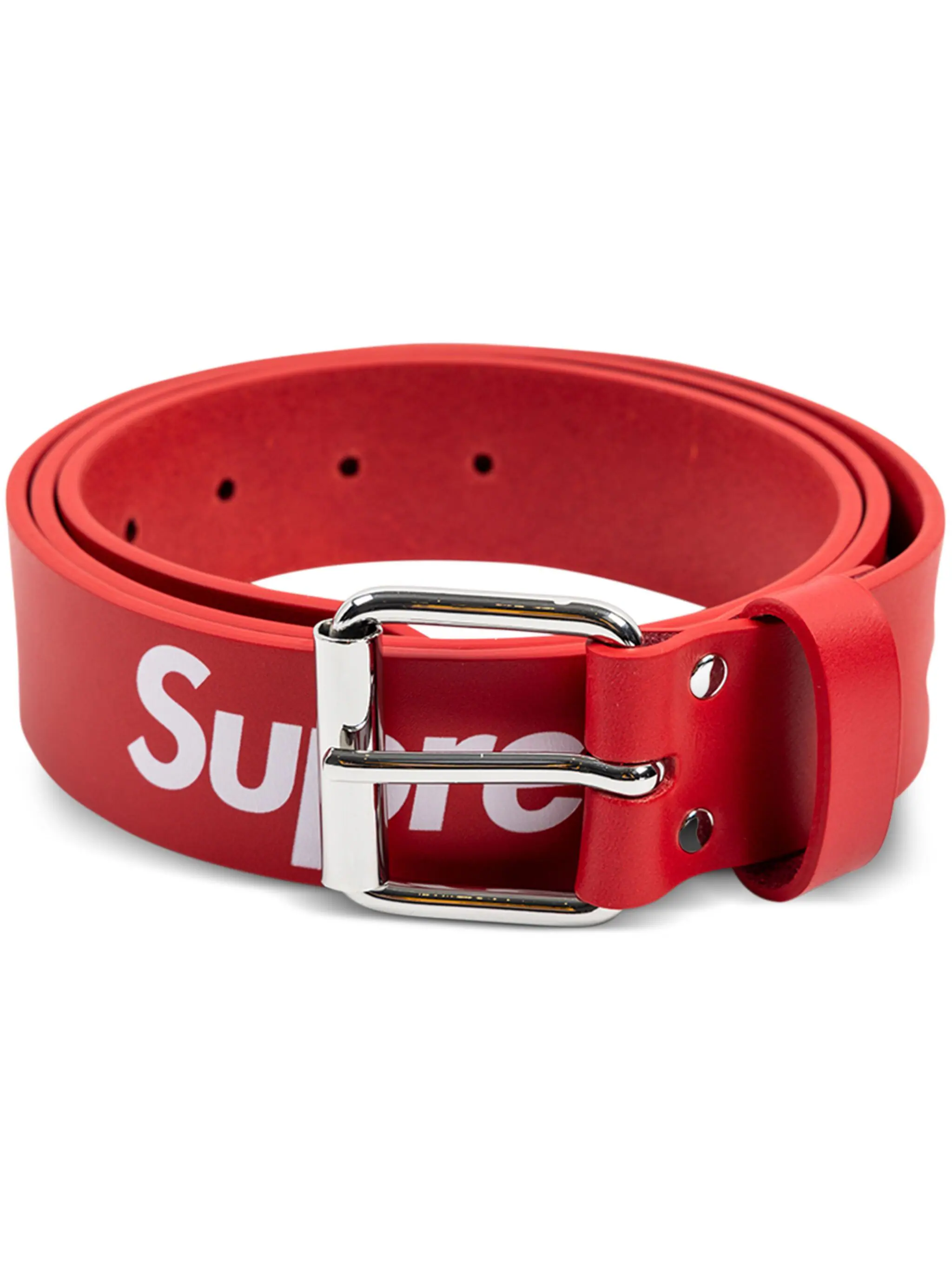 Supreme Repeat Leather Belt Red