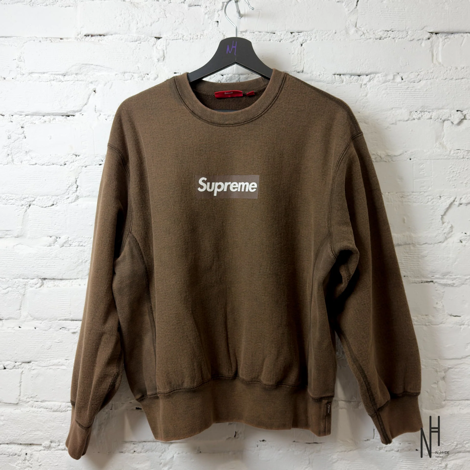 Supreme Washed Box Logo Crewneck Brown