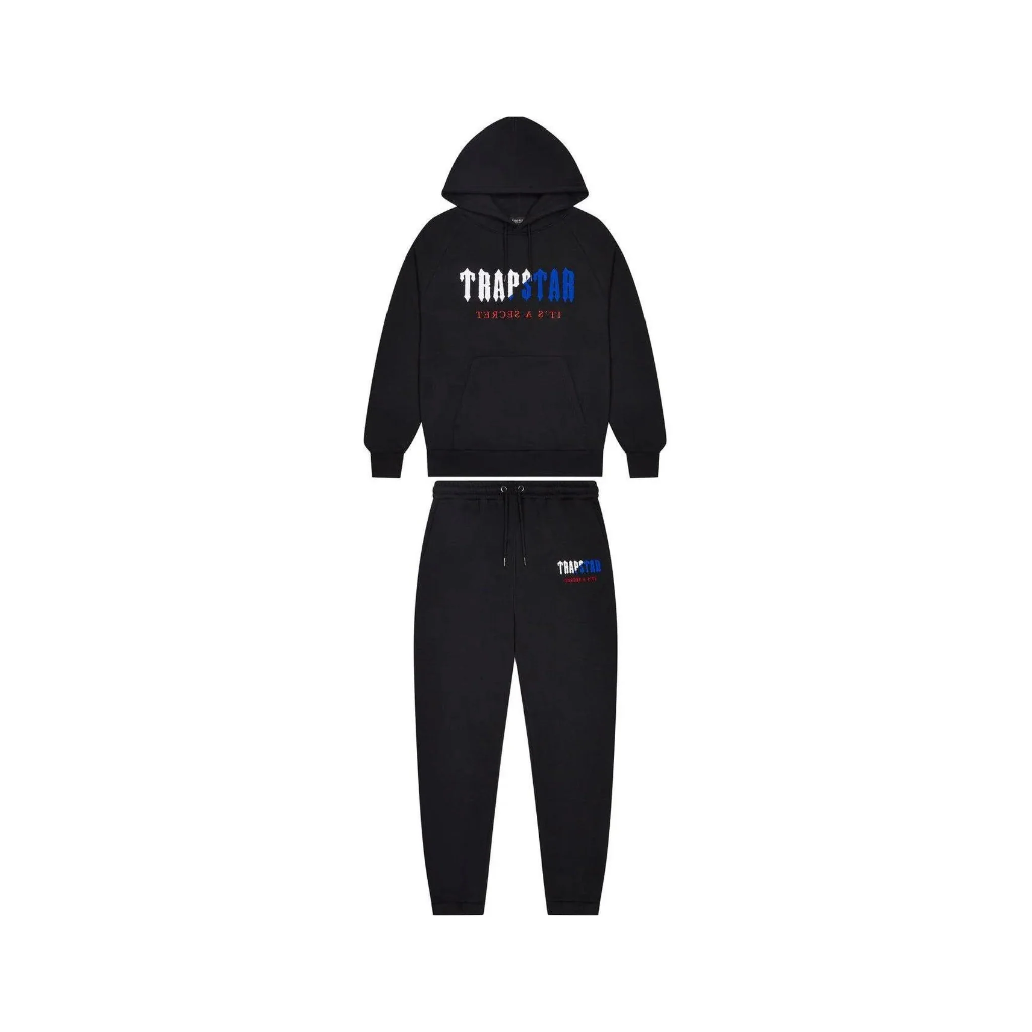 Trapstar Decoded Chenille Hooded Tracksuit Black/Blue/Red
